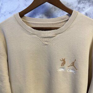 Jordan x Union Sweatshirt Mens L (24x27.5) Beige Crew Neck Logo Embroidered